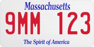 MA license plate 9MM123