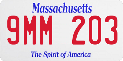 MA license plate 9MM203