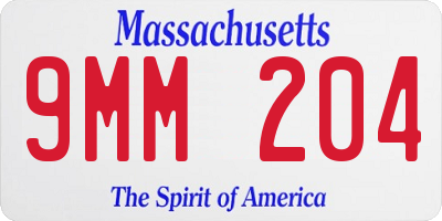 MA license plate 9MM204