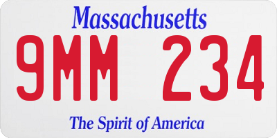 MA license plate 9MM234