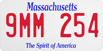 MA license plate 9MM254
