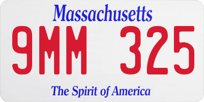 MA license plate 9MM325