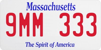 MA license plate 9MM333
