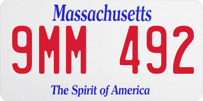 MA license plate 9MM492