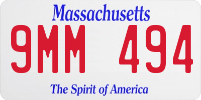 MA license plate 9MM494
