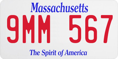 MA license plate 9MM567