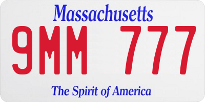 MA license plate 9MM777