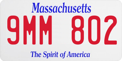 MA license plate 9MM802