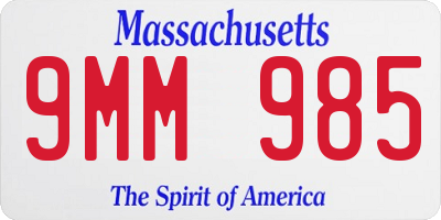 MA license plate 9MM985