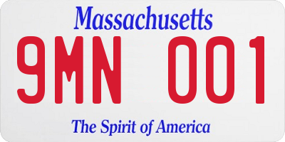 MA license plate 9MN001