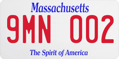 MA license plate 9MN002