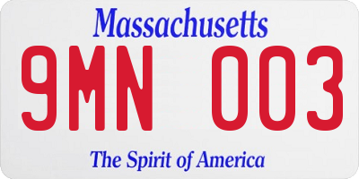 MA license plate 9MN003
