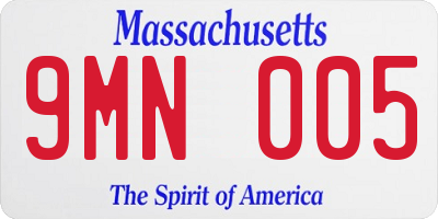 MA license plate 9MN005