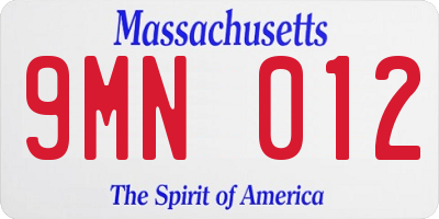 MA license plate 9MN012