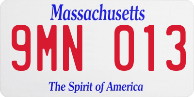 MA license plate 9MN013