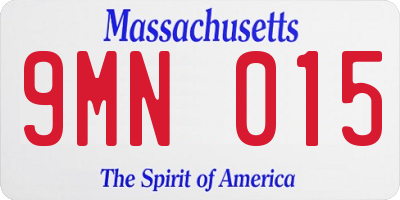 MA license plate 9MN015