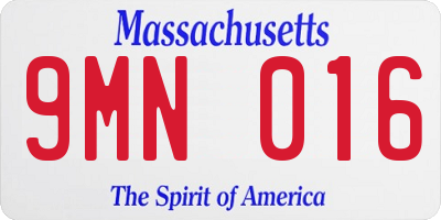 MA license plate 9MN016