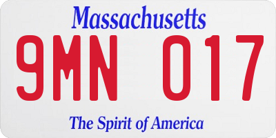 MA license plate 9MN017