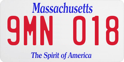 MA license plate 9MN018
