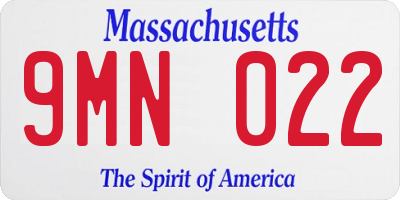 MA license plate 9MN022