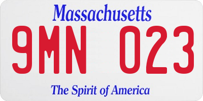 MA license plate 9MN023