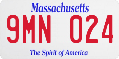 MA license plate 9MN024