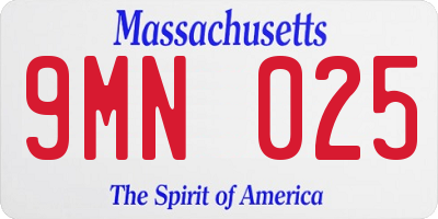 MA license plate 9MN025
