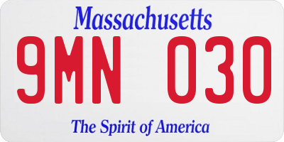 MA license plate 9MN030