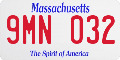 MA license plate 9MN032