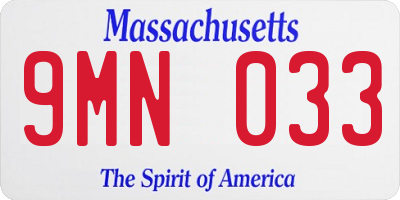 MA license plate 9MN033