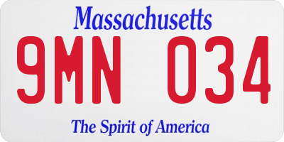 MA license plate 9MN034