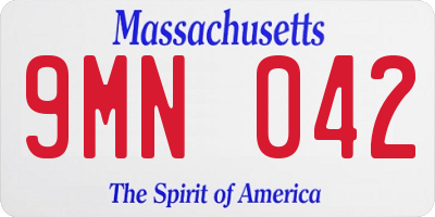 MA license plate 9MN042