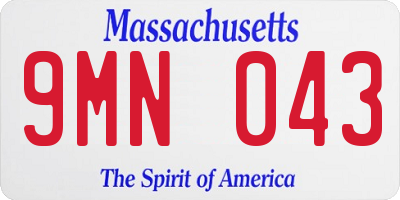 MA license plate 9MN043