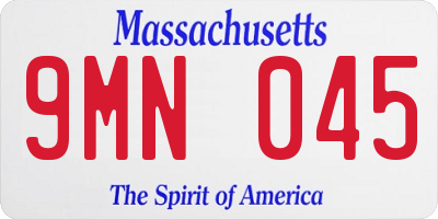 MA license plate 9MN045