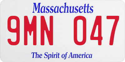 MA license plate 9MN047