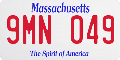 MA license plate 9MN049