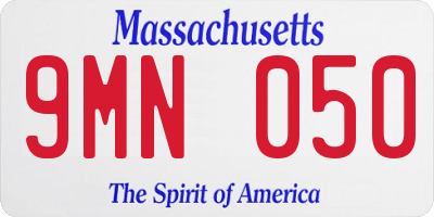 MA license plate 9MN050