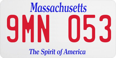 MA license plate 9MN053
