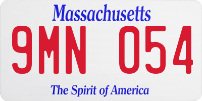 MA license plate 9MN054