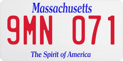 MA license plate 9MN071