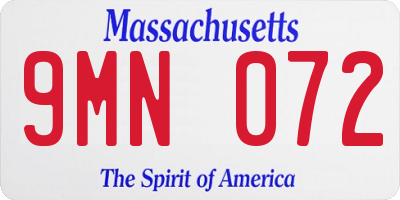 MA license plate 9MN072