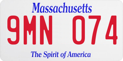 MA license plate 9MN074