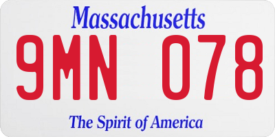 MA license plate 9MN078