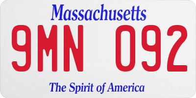 MA license plate 9MN092