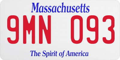 MA license plate 9MN093
