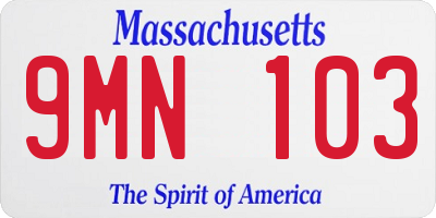 MA license plate 9MN103