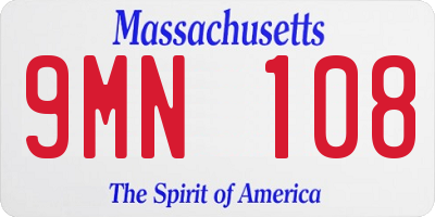 MA license plate 9MN108