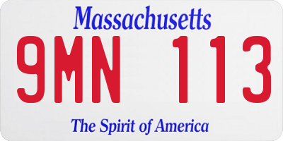 MA license plate 9MN113