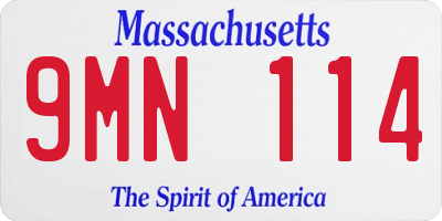 MA license plate 9MN114