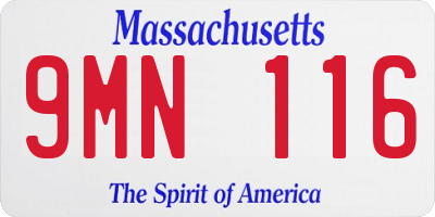 MA license plate 9MN116